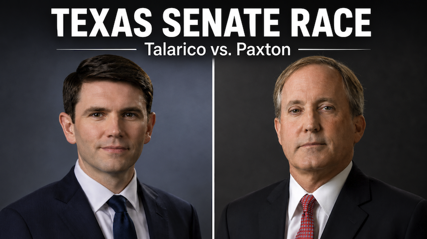US Senate race for one of Texas' seats between James Talarico and Ken Paxton