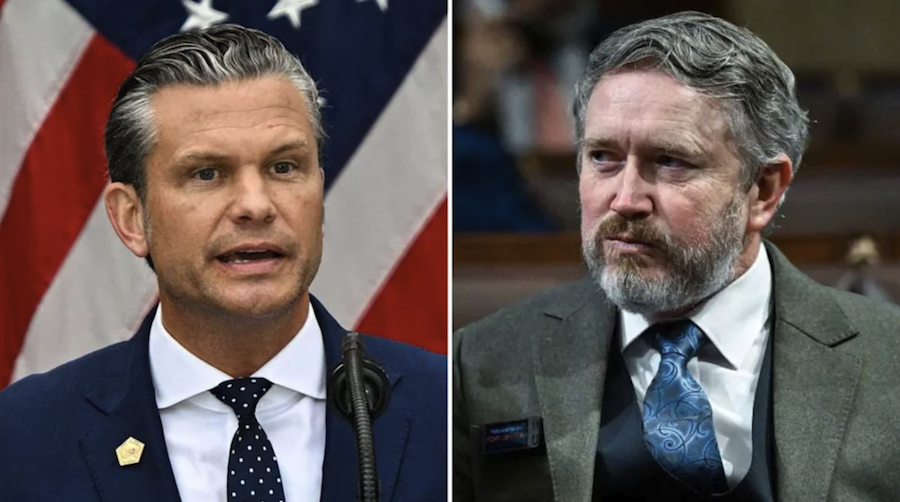 Picture is Pete Hegseth on the left and Representative Thomas Massey on the right - Pete Hegseth faces impeachment after Thomas Massey files Articles of Impeachment in US House of Representatives